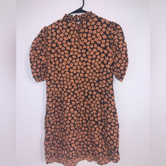 Who What Wear Linen Blend Puff Sleeve Floral Dress - Picture 6 of 10